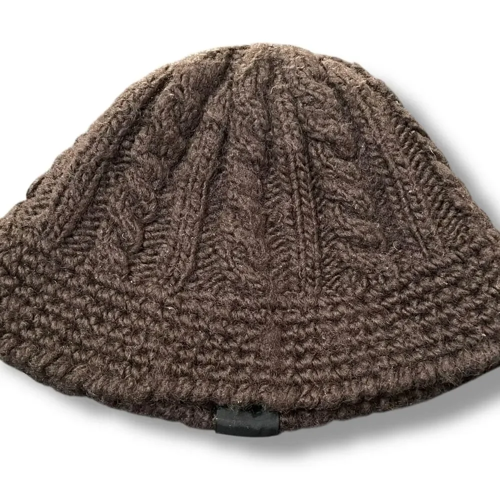 Patagonia Wool Blend Beanie Hat Brown Cable Knit Crochet Skull Cap 29045 Unisex